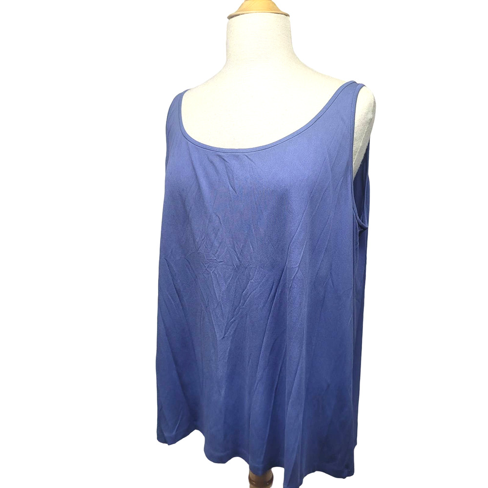 Eileen Fisher 100% Silk Scoop neck Tank Top Camisole Size 2x Periwinkle Purple